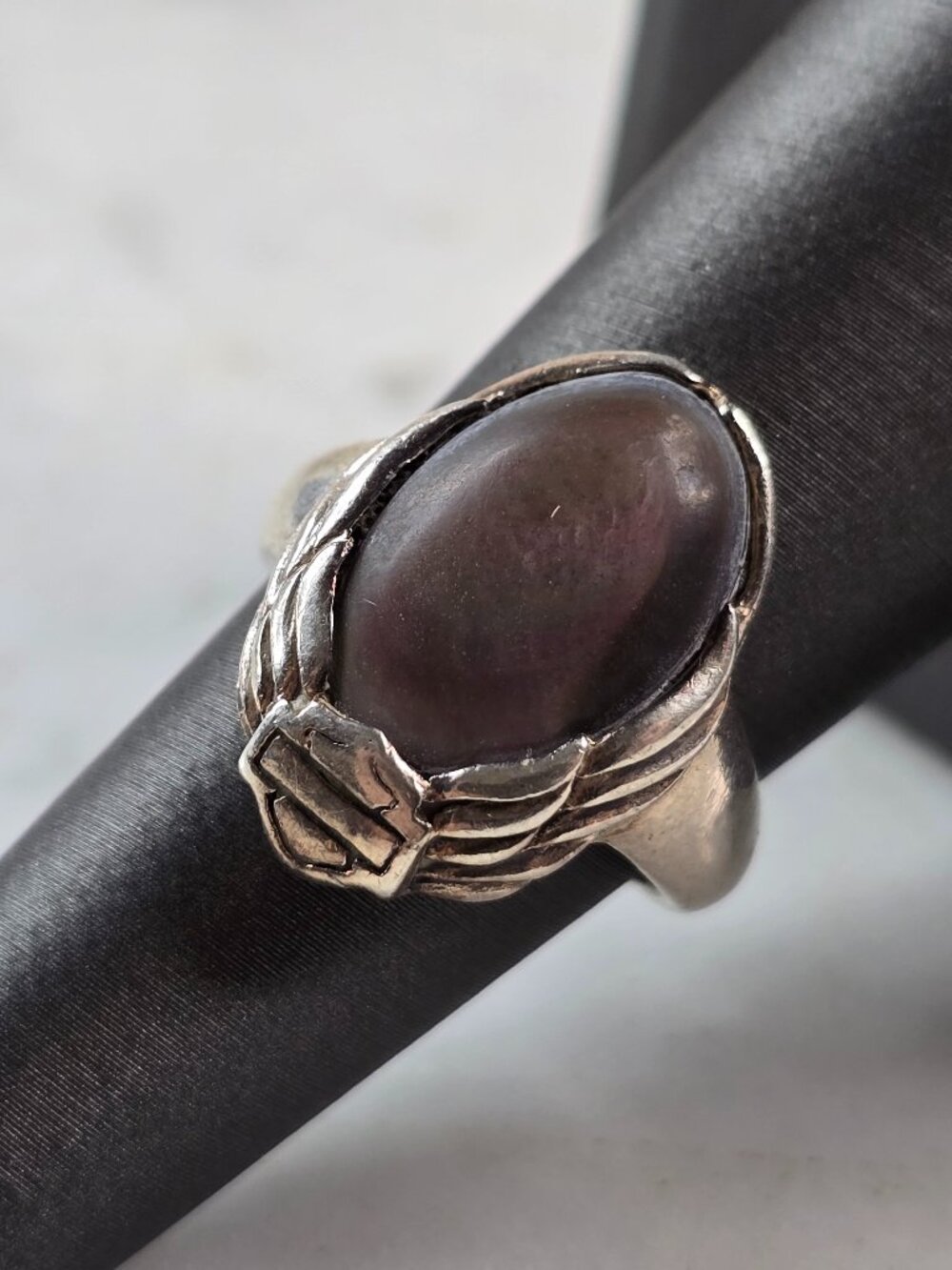 Womens Sterling Silver Abalone Harley Davidson Motorcycle Ring 8.7g E5194